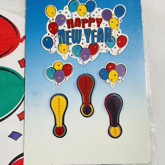 Die Cut Honeycomb NEW YEARS Hanging Decorations 24” In Package Retro Amscan - Picture 3 of 10